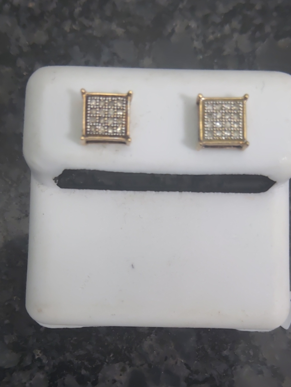 Gold-Tone Square Pavé Stud Earrings - Classic Sparkle